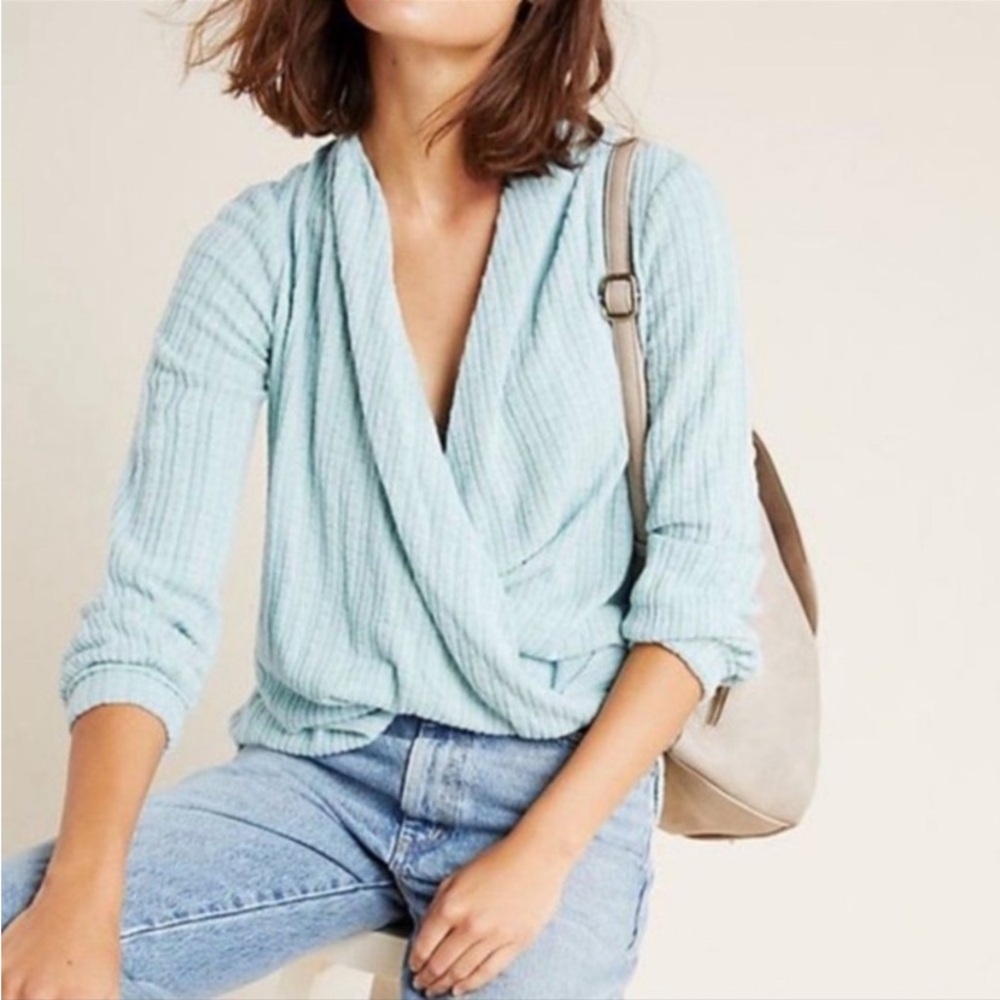 Maeve Knit Faux Wrap Rafaela Sweater Top Long Sleeve Size Small Anthropologie